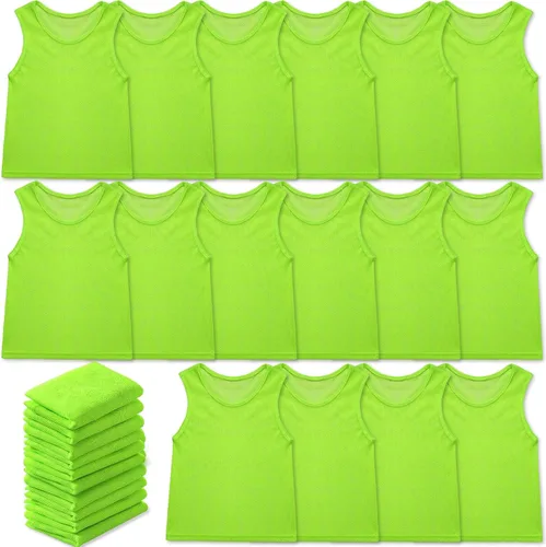 Vista 10 de Sintege 24 piezas de malla de nailon Scrimmage Team Practice Chalecos Pinnies Jerseys para niños Jóvenes Deportes Baloncesto Fútbol Fútbol