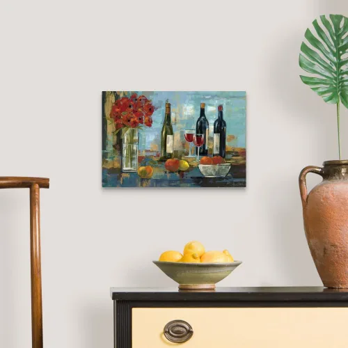 Vista 4 de CANVAS ON DEMAND Lienzo decorativo para pared, diseño de frutas y vino por Silvia Vassileva, tradicional, decoración del hogar, naturaleza muerta