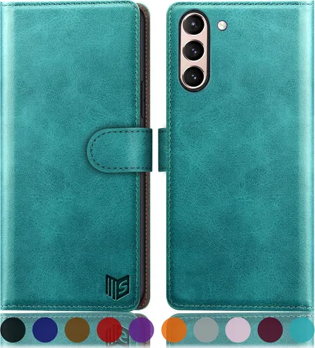 Vista 8 de SUANPOT Funda tipo cartera para Samsung Galaxy S21 FE 【Bloqueo RFID】 Soporte para tarjetas de crédito, funda de piel sintética con tapa para Negro