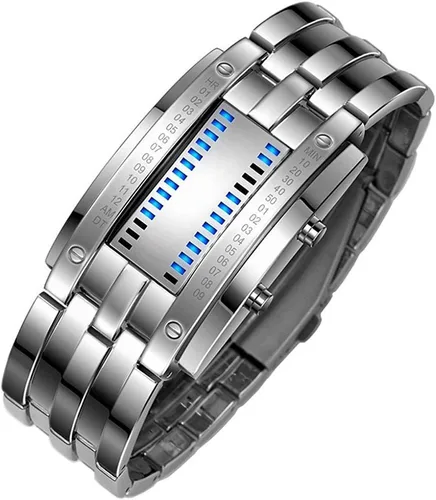 Vista 2 de Gosasa Relojes de pulsera para hombre, reloj digital LED de moda, clásico, impermeable, acero inoxidable, color negro