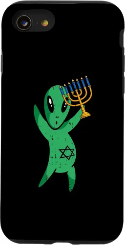 Vista 13 de Funda para iPhone 15 Alien Menorah Hanukkah Star Of David Janukah Jewish Holiday Case
