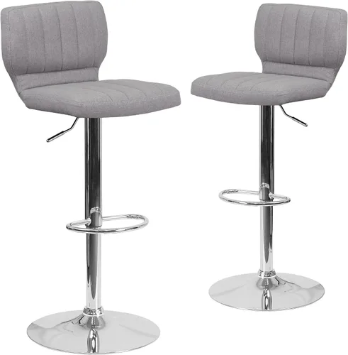 Vista 16 de Flash Furniture Taburete de bar de altura ajustable de vinilo marrón contemporáneo con respaldo vertical y base cromada