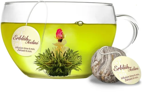 Vista 6 de Creano Flores de Té en Taza - Té Floreciente - 8 Tés Florecientes en 4 Variedades Diferentes - Té Verde