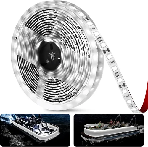 Vista 15 de Luces de barco de 25 pies para pesca nocturna, tira de luces LED marinas de 12 V, impermeable, luz interior para pontón, kayak, barcos Jon, lanchas