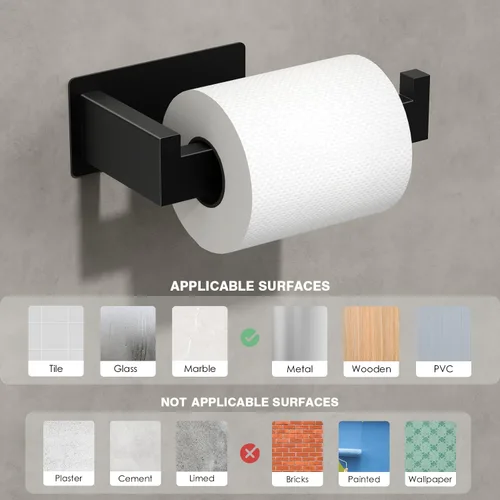 Vista 7 de Auxmir Soporte de papel higiénico autoadhesivo, soporte para rollo de baño