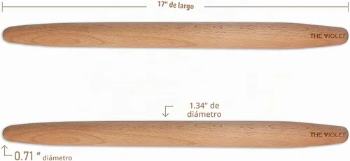 Vista 2 de THE VIOLET Rodillos franceses de madera para hornear, fondant, pasta, masa, pasta, pizza, galletas, rodillo de madera, diseño cónico de 17 pulgadas