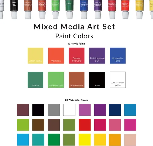 Vista 4 de Royal & Langnickel Essentials - Juego de arte de caja para principiantes de 85 piezas de medios mixtos