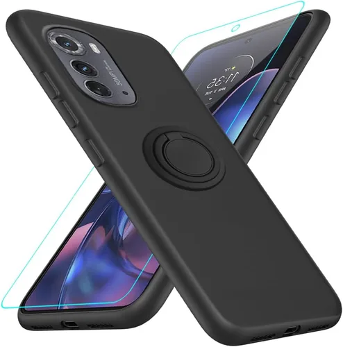Vista 8 de Para Ulefone Note 16 Pro Funda De Teléfono Con Protector De Pantalla De Vidrio, Soporte De Anillo Giratorio De 360 ° Soporte Magnético De Silicona