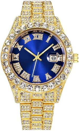 Vista 14 de SENRUD Reloj de pulsera analógico de cuarzo con diamantes de imitación de cristal para hombre