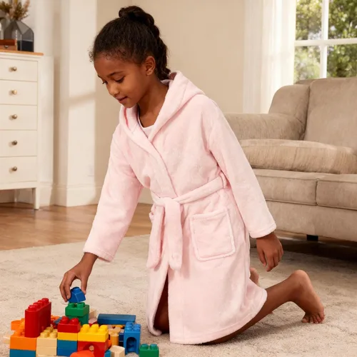 Vista 155 de E.W Apparel Bata de baño de forro polar con capucha para niños, bata suave y mullida para niños pequeños