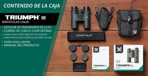 Vista 5 de Binoculares Vortex Triumph HD 10x28 Óptica HD, trípode adaptable, impermeable, a prueba de niebla, a prueba de golpes, incluye funda de transporte