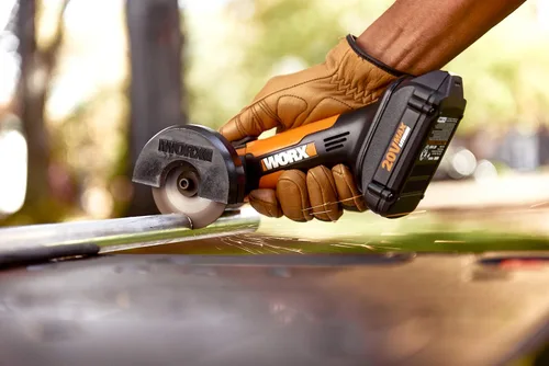 Vista 4 de WORX - Mini cortador inalámbrico, 20 V, 3 pulgadas, WX801L One-Hand Operation for Metal, Tile, Thin Concrete and Plastic, 19,000 RPM, Battery and