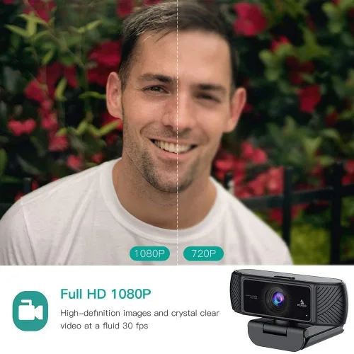 Vista 4 de NexiGo Cámara web AutoFocus 1080P con micrófono y cubierta de privacidad, cámara web USB de transmisión empresarial, Plug and Play, para clase