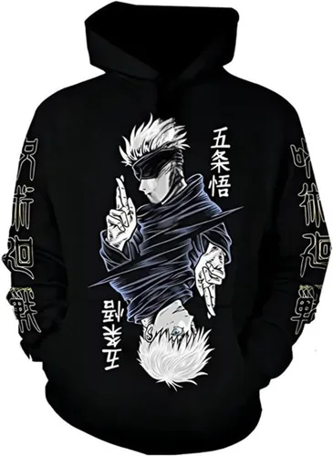 Vista 2 de Volrath Sudaderas con capucha y pantalones deportivos de anime unisex Jujutsu Kaisem Cosplay Satoru Cosplay sudaderas con capucha trajes deportivos