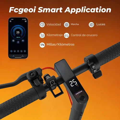 Vista 5 de Electric Scooter, 1200W-500W Peak Motor, 28-21 Miles, 10"-8.5" Tires Brillo negro