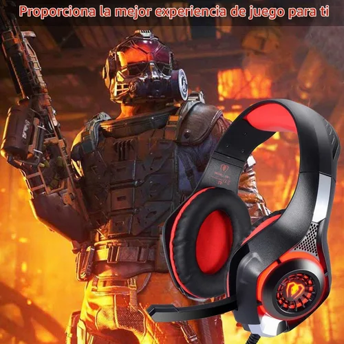 Vista 7 de BlueFire Auriculares con cable para juegos para PS4, PS5, Xbox One, PC, auriculares con sonido envolvente, micrófono con cancelación de ruido Rojo
