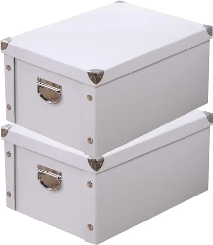 Vista 16 de GUOZI Caja de almacenamiento plegable, caja de memoria decorativa con tapa y esquinas reforzadas de metal, contenedor de archivos de cartón