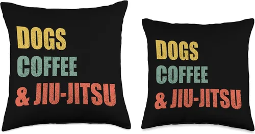 Vista 3 de Dogs Coffee And Jiu-Jitsu Funny Jiu Jitsu MMA BJJ - Almohada de 16 x 16 pulgadas, multicolor