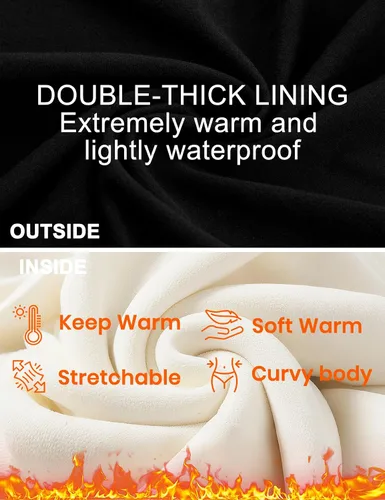 Vista 5 de Paquete de 2 leggings con forro polar para mujer, control de abdomen, cintura alta, pantalones de yoga cálidos y suaves para entrenamiento