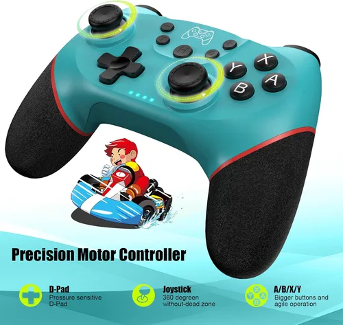 Vista 4 de Diswoe Controlador de interruptor, controlador de interruptor Bluetooth para SwitchSwitch Lite, controlador de interruptor inalámbrico con turbo