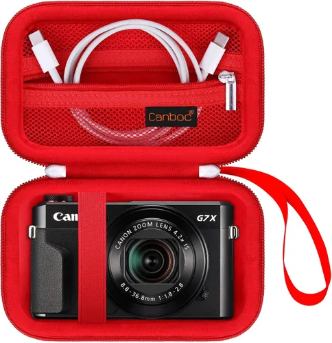 Vista 10 de Canboc Funda rígida para cámara digital Canon PowerShot G7X Mark III Mark II, PowerShot SX740 SX730, bolsa de malla para batería, cable USB, negro