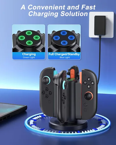 Vista 2 de Charging Dock for Nintendo Switch 2 Controller 2025, Charger Station for Joycon 2 with Charging Indicator, Compact Vertical Dual Direction Charge 4