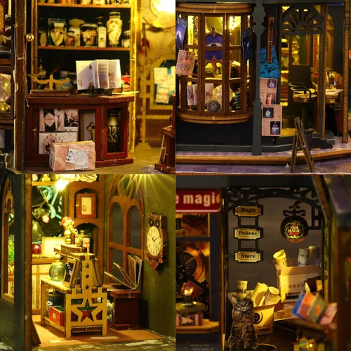 Vista 2 de Plustopoy Kit de Casa en Miniatura DIY, Kit de Construcción de Mini Casa con Luz LED, Casa de Muñecas en Miniatura DIY con Muebles, Kit de Rincón