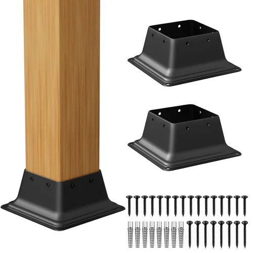 Vista 9 de SPACEEUP Base de poste de 4 x 4, tamaño interno de 3.6 x 3.6 pulgadas, soporte de poste de acero resistente, apto para anclaje de poste de madera