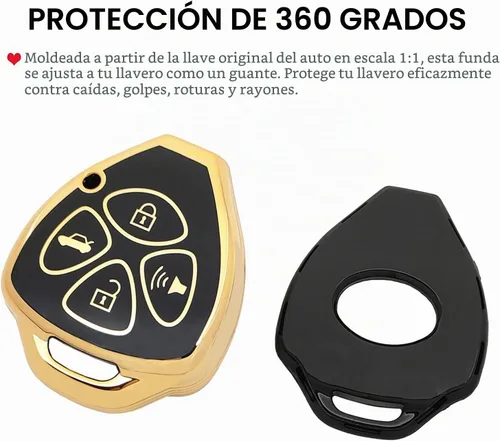 Vista 3 de Funda para llavero para Toyota Camry Rav4 2005-2010 Scion TC 2007-2013 Yaris Avalon 2008-2013 Corolla Venza (negro)