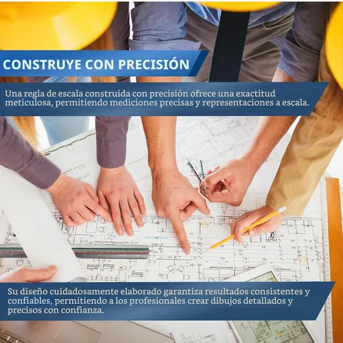 Vista 5 de Stylo Regla de escala de arquitecto de aluminio de 12" con grabado láser, regla triangular de dibujo, ranuras codificadas por color para planos Gris