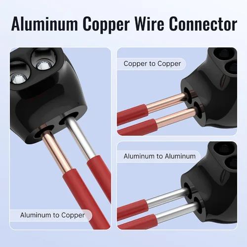 Vista 3 de RVBOATPAT Conector multigrifo aislado de 2 puertos 4-14 AWG de aluminio a cobre, conectores de alambre de aluminio de entrada de un solo lado