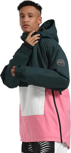 Vista 3 de GSOU SNOW Chaqueta de snowboard para hombre y mujer, chaqueta de esquí para hombre, snowboard, esquí, esquí, hombre, impermeable, cálida