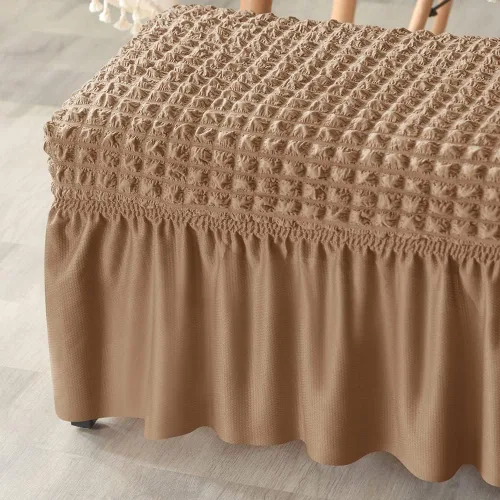 Vista 3 de XMNTG Fundas de banco elásticas para comedor, funda de banco de sirsaca con falda, estilo campestre, extraíble, lavable, tapizada, funda protectora