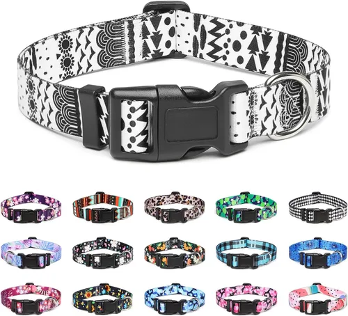 Vista 18 de Mercano - Collar ajustable para perro, patrones de diseño especial, collar de nailon suave cómodo y duradero para perros pequeños, medianos
