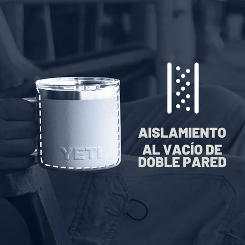 Vista 6 de YETI Rambler - Taza de 14 oz con aislamiento al vacío, de acero inoxidable con tapa MagSlider, color inoxidable Azul (Nordic blue)