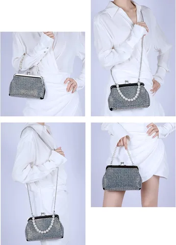 Vista 2 de Evevictor Bling Clutch Purse for Women, Rhinestone Crossbody Handbag, Shiny Evening Bags, Fashion Money Handbag