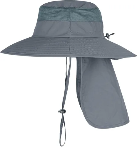 Vista 2 de ZOORON Sombreros de sol para hombres y mujeres con solapa para el cuello Gris oscuro