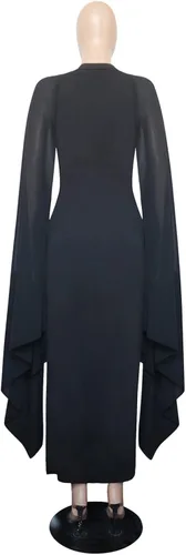Vista 8 de XUQIJEHABI Vestido largo de noche formal con cuello redondo y manga acampanada para mujer