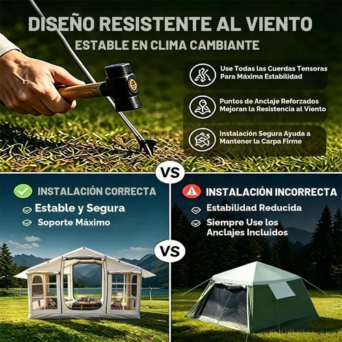 Vista 6 de Tienda de campaña inflable, glamping inflable tienda de campaña con bomba de mano para todas las estaciones Oro que fluye