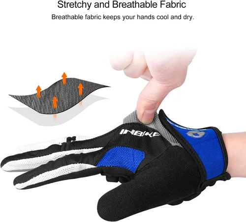 Vista 3 de INBIKE Guantes de ciclismo para hombre acolchados de gel de 0.197 in transpirables y resistentes al desgaste