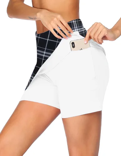 Vista 2 de Ekouaer - Falda pantalón deportiva con pantalón corto y bolsillo interior para mujer, faldas ligeras para golf, tenis, correr, entrenamiento