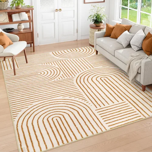 Vista 24 de Lahome Alfombras lavables abstractas, alfombra azul de 4 x 6 pies para dormitorio, guardería, suave, antideslizante, moderna, alfombra ultradelgada