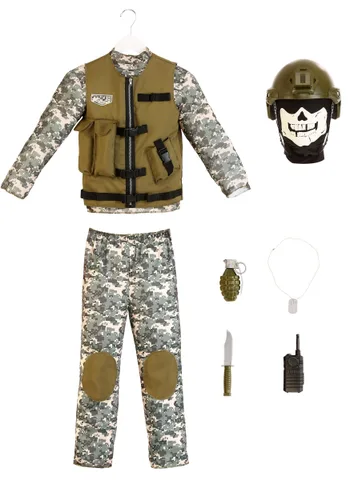 Vista 4 de Disfraz de soldado con camuflaje para niños Multicolor