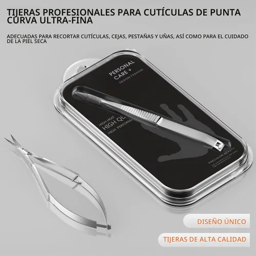 Vista 8 de ZIZZON Tijeras de cutículas extra finas curvadas profesionales precisas punta punta kit de aseo para cejas, pestañas, uñas y piel seca
