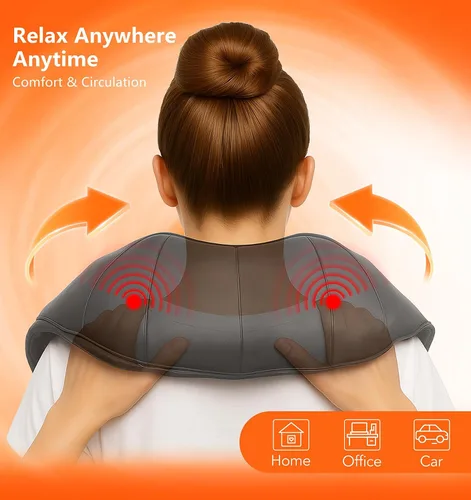 Vista 6 de MagicMakers - Masajeador Eléctrico Shiatsu de Cuello con Calor - Alivio del Dolor para la Espalda, Hombros y Pies - Regalo para Hombres, Mujeres