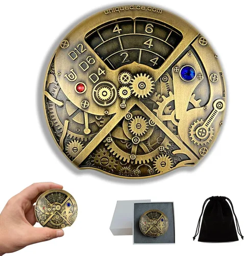 Vista 19 de Juego de dados de ruleta único 7 en 1 de metal DND para juegos de rol de mesa, dados giratorios para juegos de rol, juegos de dados DND equilibrados
