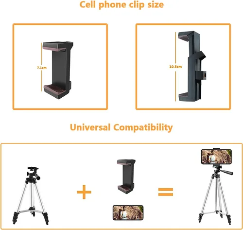 Vista 4 de LINKCOOL Trípode de teléfono, trípode de 42 pulgadas para iPhone, trípode ligero de viaje para iPhone/Android Smartphone con soporte para teléfono