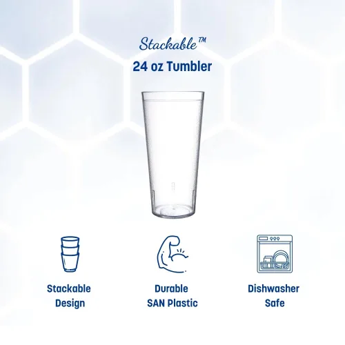 Vista 2 de Carlisle FoodService Products - Vaso de plástico Stackable™ de 24 onzas, transparente (paquete de 72)