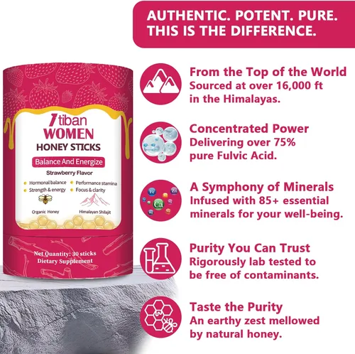 Vista 3 de Palitos de miel Shilajit – 75% + ácido fúlvico, 85+ oligominerales Energía natural e inmunidad Fácil de usar una sola fresa 30 paquetes