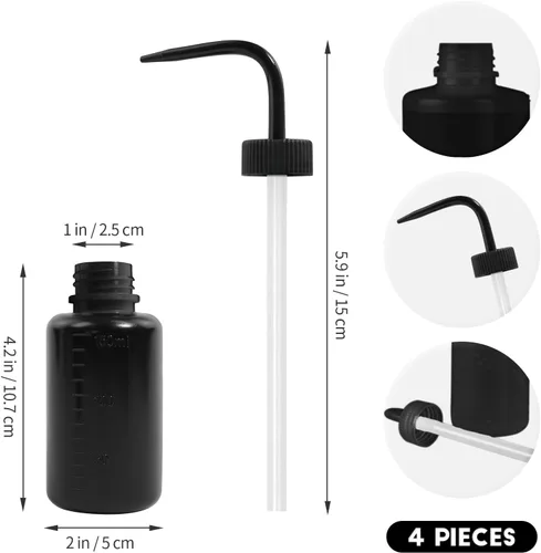 Vista 2 de Paquete de 4 botellas de lavado de tatuajes con difusor de chorro de agua (negro, 5.1 fl oz)